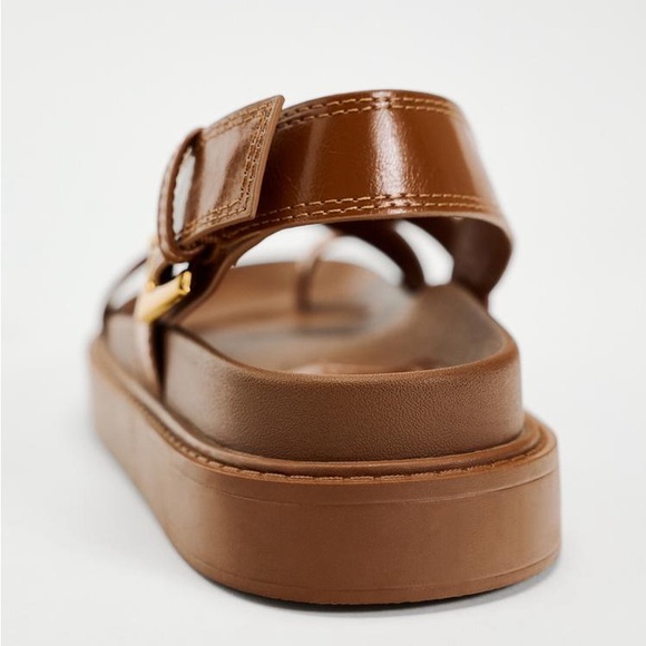 Zara Cross Strap Flat Sandals US 6.5 - Picture 6 of 13